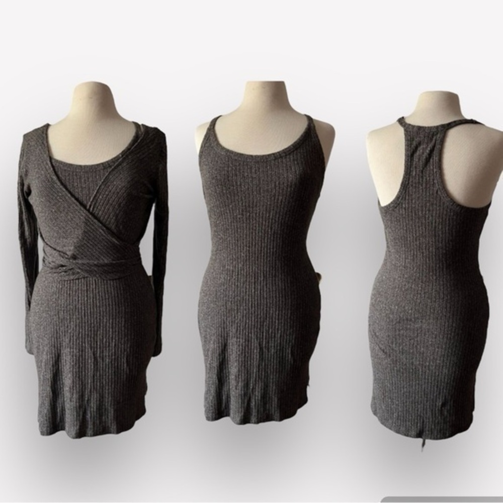 🐠New Anthropologie Daily Practice 2-piece knit sweater dress racerback cardigan